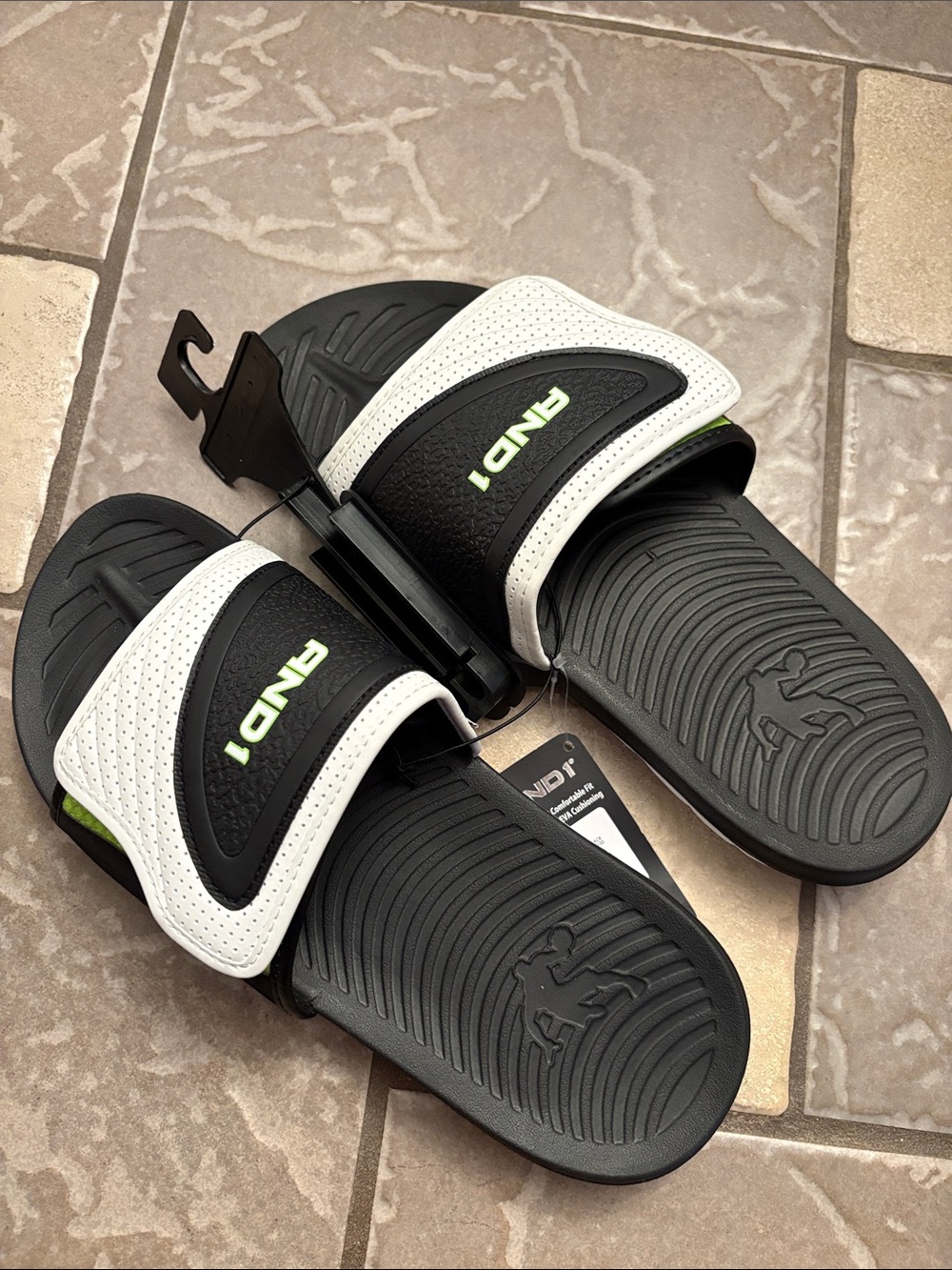 New Men’s And1 Black & White Slide Sandals Mens